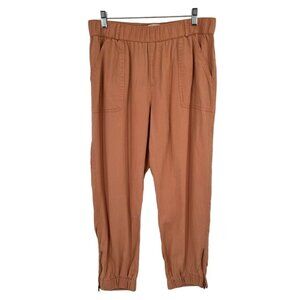 Nicole Miller Womens Tencel Jogger Pants  Ankle Zippers Size Large brown